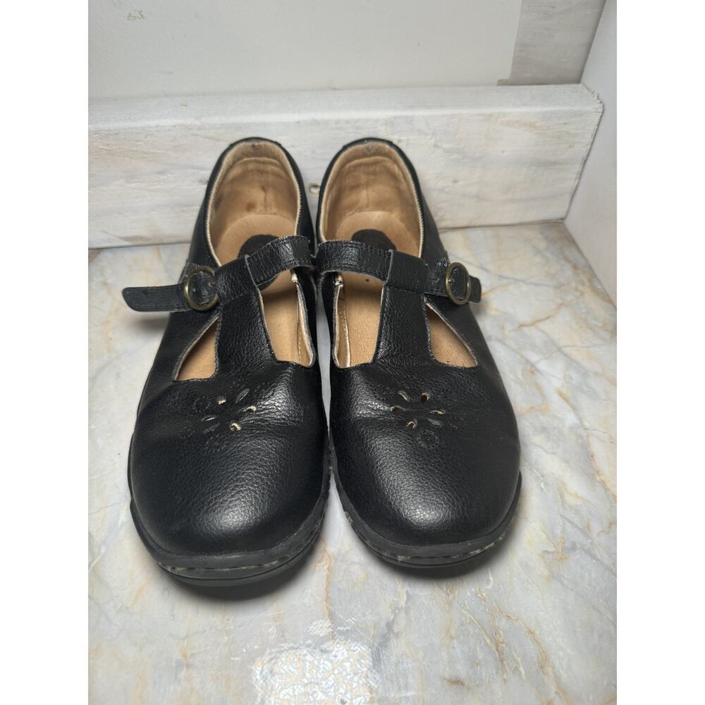 Stride Rite Tess Shoe Size Girls 3.5 Black Leather Upper Adjustable Buckle Strap